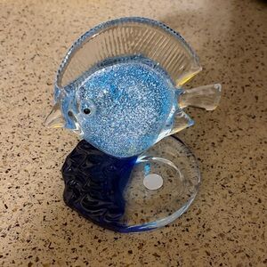 PartyLite Sparkling Blue and Clear Fish Decor